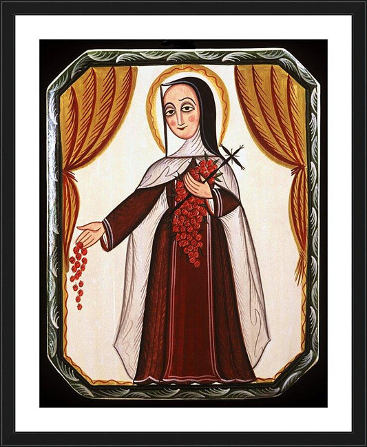Wall Frame Black, Matted - St. Thérèse of Lisieux by Br. Arturo Olivas, OFS - Trinity Stores