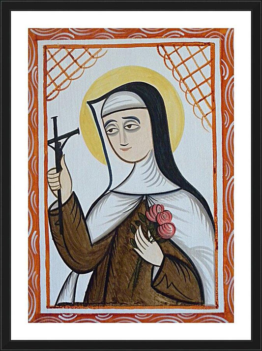Wall Frame Black, Matted - St. Thérèse  of Lisieux by Br. Arturo Olivas, OFS - Trinity Stores