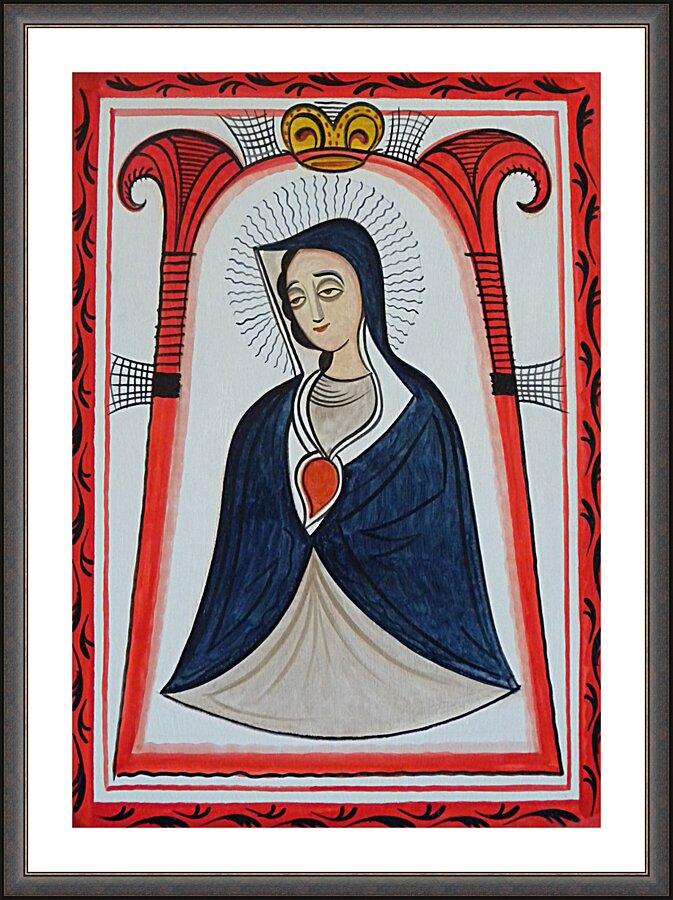 Wall Frame Espresso, Matted - Our Lady of the Cave by A. Olivas