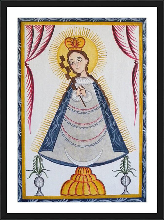 Wall Frame Black, Matted - Virgin of the Macana by Br. Arturo Olivas, OFM - Trinity Stores