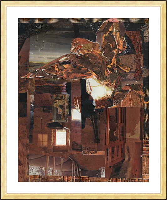 Wall Frame Gold, Matted - Eagle Hovers Over Ruins by Fr. Bob Gilroy, SJ - Trinity Stores