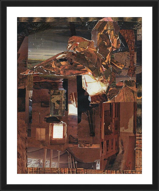 Wall Frame Black, Matted - Eagle Hovers Over Ruins by Fr. Bob Gilroy, SJ - Trinity Stores