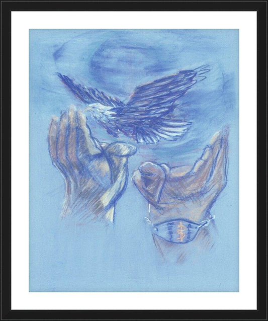 Wall Frame Black, Matted - Eagle Flying in Freedom by Fr. Bob Gilroy, SJ - Trinity Stores