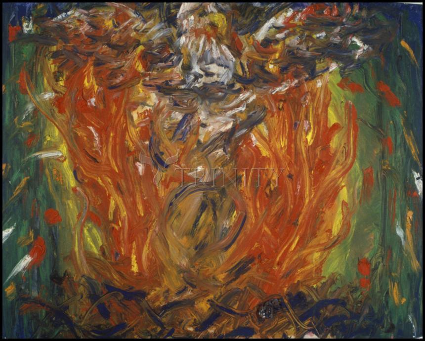 Wall Frame Black, Matted - Eagle in Fire That Does Not Burn by Fr. Bob Gilroy, SJ - Trinity Stores