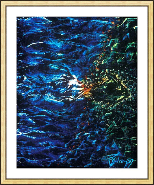 Wall Frame Gold, Matted - Fish Fossil by Fr. Bob Gilroy, SJ - Trinity Stores