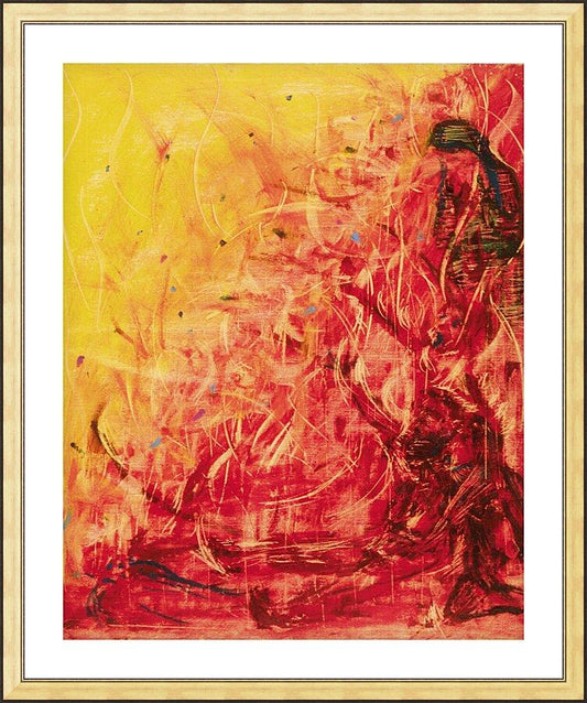 Wall Frame Gold, Matted - Figures In Flames by Fr. Bob Gilroy, SJ - Trinity Stores