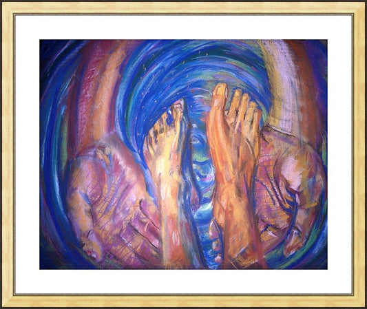Wall Frame Gold, Matted - Foot Washing by Fr. Bob Gilroy, SJ - Trinity Stores