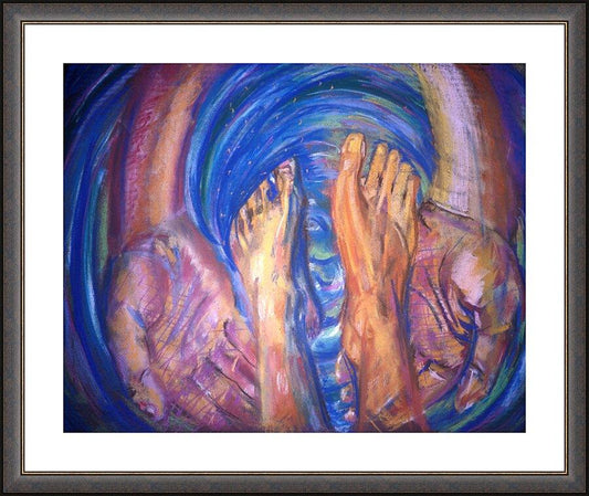 Wall Frame Espresso, Matted - Foot Washing by B. Gilroy