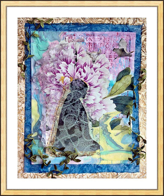 Wall Frame Gold, Matted - Meditating Monk by Fr. Bob Gilroy, SJ - Trinity Stores