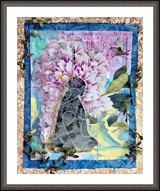 Wall Frame Espresso, Matted - Meditating Monk by Fr. Bob Gilroy, SJ - Trinity Stores