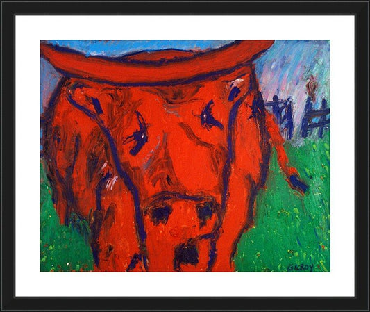 Wall Frame Black, Matted - Red Bull by Fr. Bob Gilroy, SJ - Trinity Stores