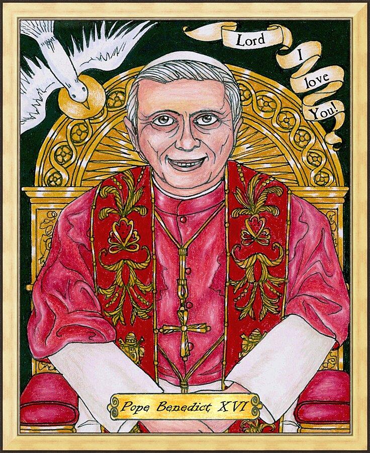 Wall Frame Gold - Benedict XVI by Brenda Nippert - Trinity Stores