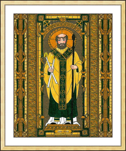 Wall Frame Gold, Matted - St. Blaise by Brenda Nippert - Trinity Stores