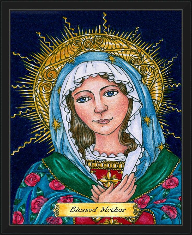 Wall Frame Black - Blessed Mary Mother of God by Brenda Nippert - Trinity Stores