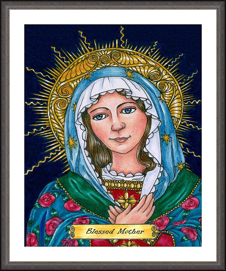 Wall Frame Espresso, Matted - Blessed Mary Mother of God by Brenda Nippert - Trinity Stores