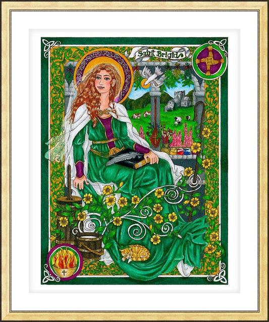 Wall Frame Gold, Matted - St. Brigid by Brenda Nippert - Trinity Stores