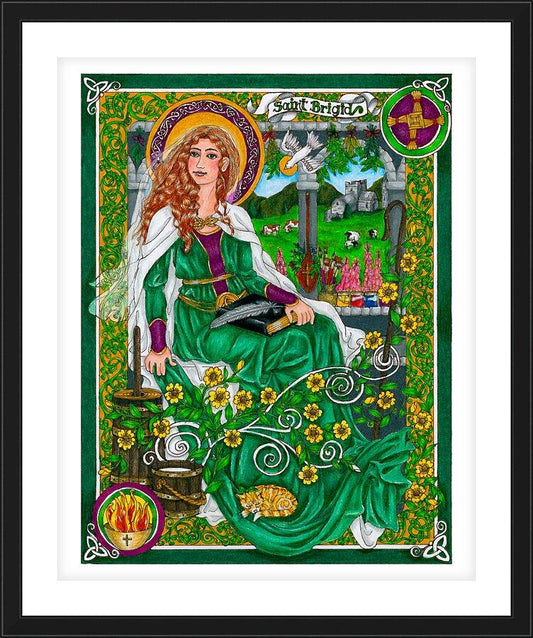 Wall Frame Black, Matted - St. Brigid by Brenda Nippert - Trinity Stores