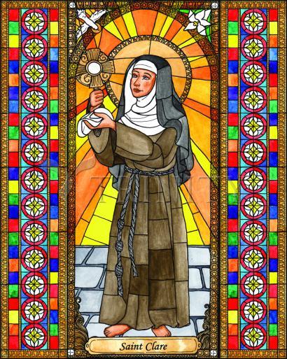 Wall Frame Espresso, Matted - St. Clare of Assisi by Brenda Nippert - Trinity Stores