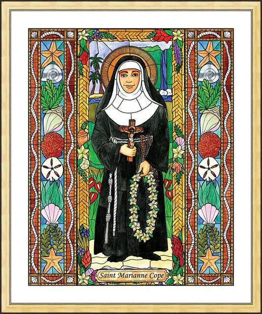 Wall Frame Gold, Matted - St. Marianne Cope by B. Nippert