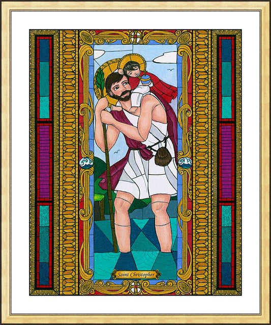 Wall Frame Gold, Matted - St. Christopher by Brenda Nippert - Trinity Stores