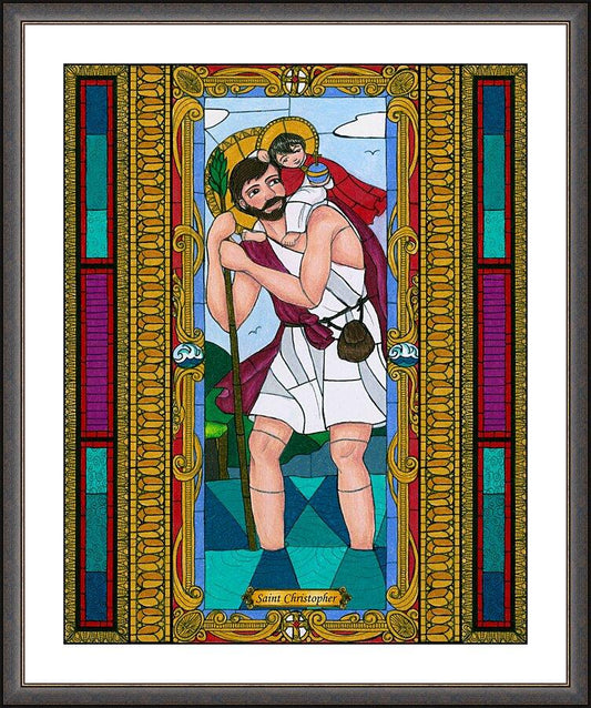 Wall Frame Espresso, Matted - St. Christopher by Brenda Nippert - Trinity Stores