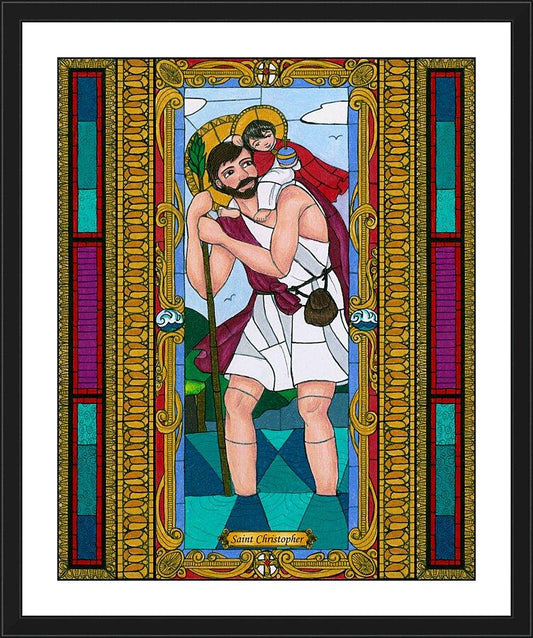 Wall Frame Black, Matted - St. Christopher by B. Nippert