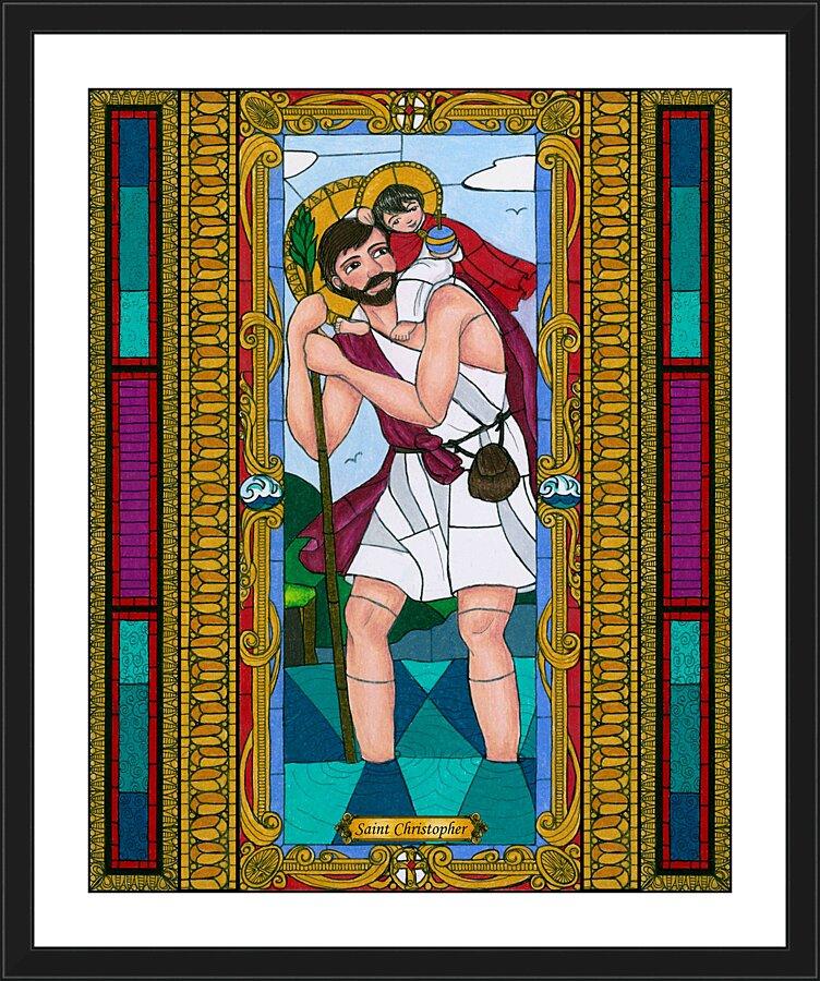 Wall Frame Black, Matted - St. Christopher by Brenda Nippert - Trinity Stores