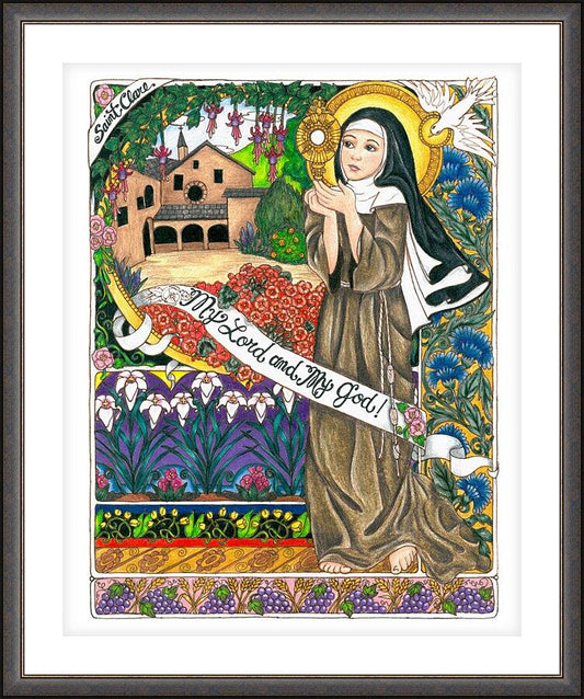 Wall Frame Espresso, Matted - St. Clare of Assisi by Brenda Nippert - Trinity Stores