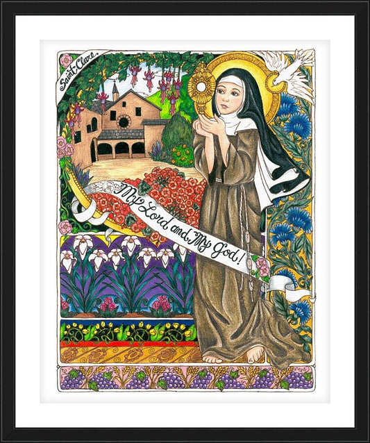 Wall Frame Black, Matted - St. Clare of Assisi by Brenda Nippert - Trinity Stores