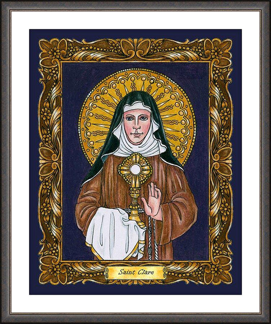 Wall Frame Espresso, Matted - St. Clare of Assisi by Brenda Nippert - Trinity Stores
