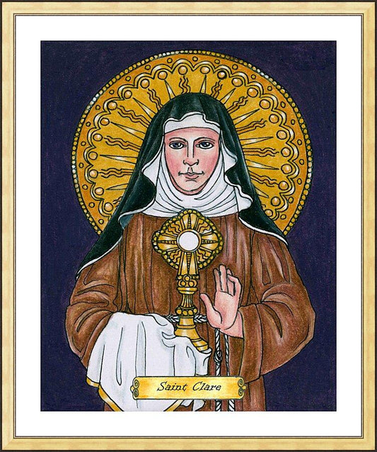 Wall Frame Gold, Matted - St. Clare of Assisi by Brenda Nippert - Trinity Stores