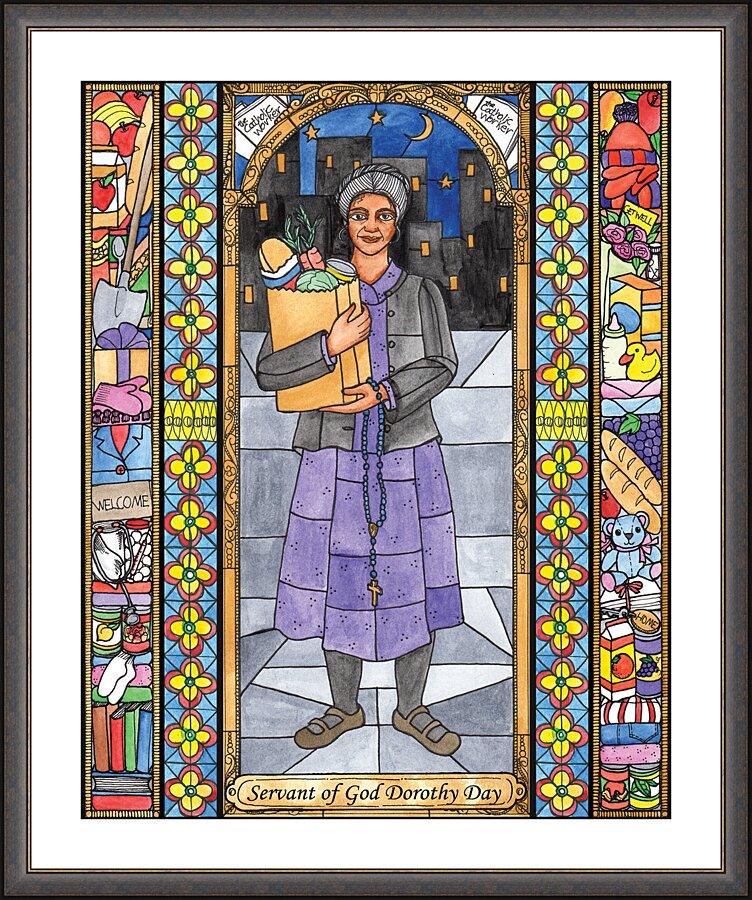 Wall Frame Espresso, Matted - Dorothy Day, Servant of God by Brenda Nippert - Trinity Stores