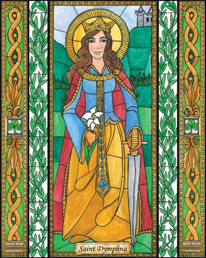 Wall Frame Black, Matted - St. Dymphna by Brenda Nippert - Trinity Stores