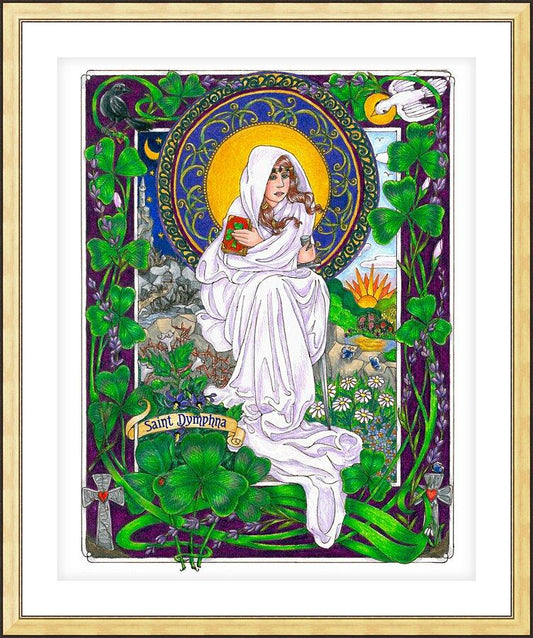 Wall Frame Gold, Matted - St. Dymphna by Brenda Nippert - Trinity Stores