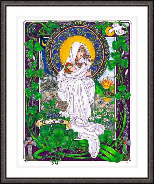 Wall Frame Espresso, Matted - St. Dymphna by Brenda Nippert - Trinity Stores