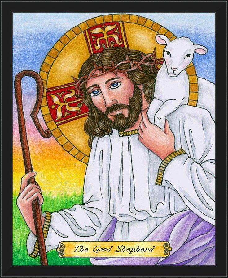 Wall Frame Black - Good Shepherd  by Brenda Nippert - Trinity Stores