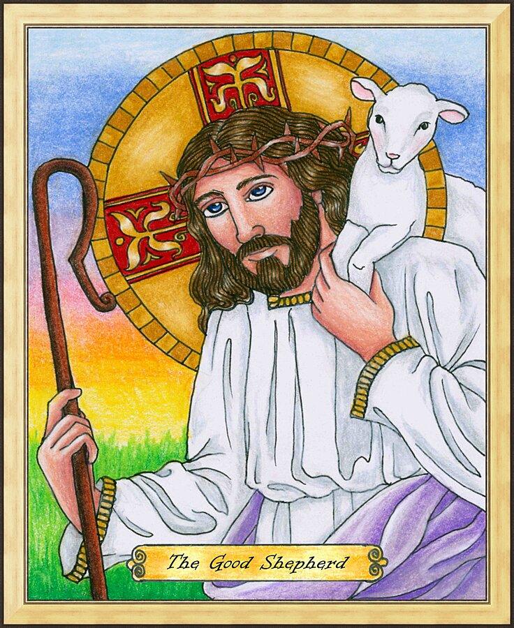 Wall Frame Gold - Good Shepherd  by Brenda Nippert - Trinity Stores