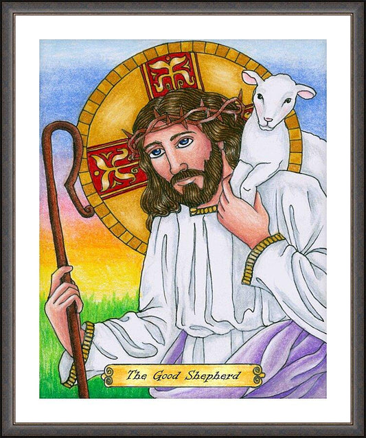Wall Frame Espresso, Matted - Good Shepherd  by Brenda Nippert - Trinity Stores