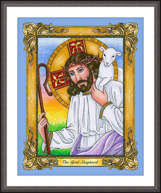 Wall Frame Espresso, Matted - Good Shepherd by Brenda Nippert - Trinity Stores