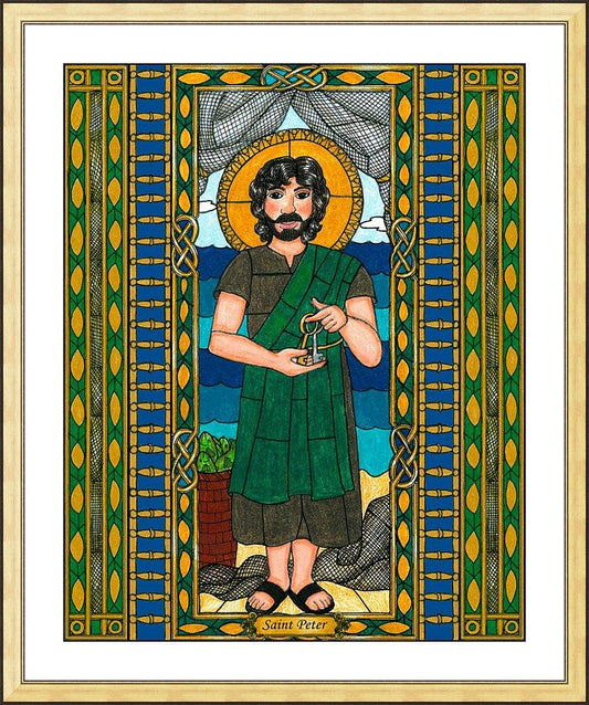 Wall Frame Gold, Matted - St. Peter by Brenda Nippert - Trinity Stores