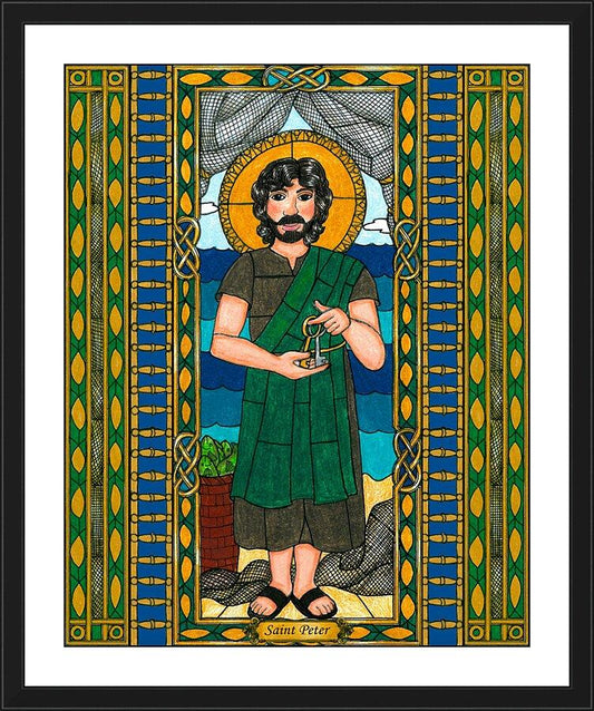 Wall Frame Black, Matted - St. Peter by Brenda Nippert - Trinity Stores