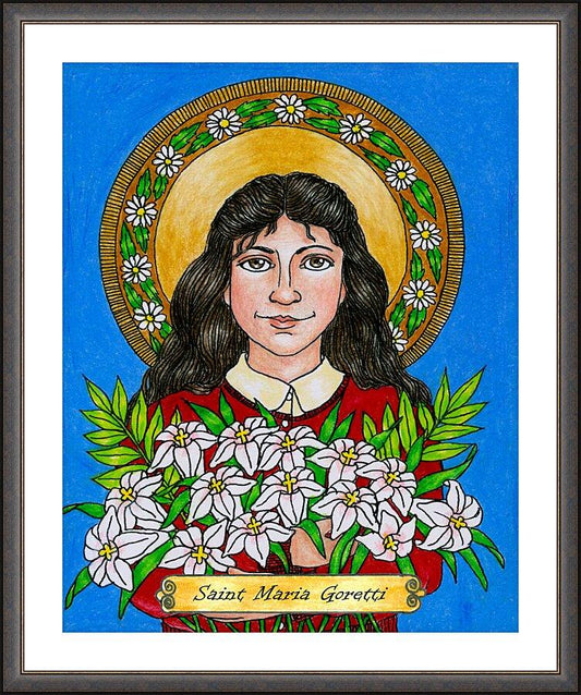 Wall Frame Espresso, Matted - St. Maria Goretti by Brenda Nippert - Trinity Stores