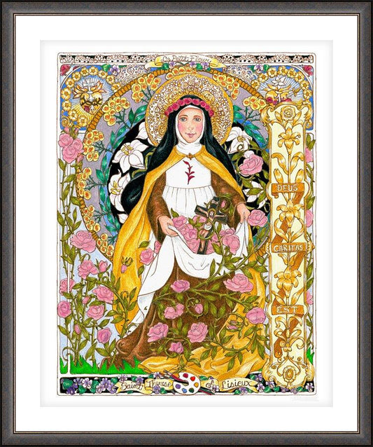 Wall Frame Espresso, Matted - St. Therese of Lisieux by Brenda Nippert - Trinity Stores