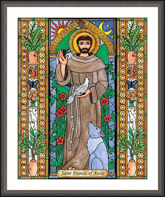 Wall Frame Espresso, Matted - St. Francis of Assisi by Brenda Nippert - Trinity Stores