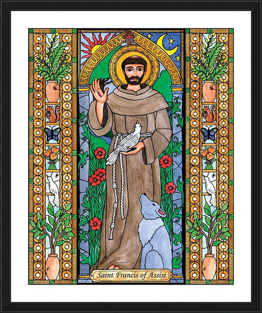 Wall Frame Black, Matted - St. Francis of Assisi by Brenda Nippert - Trinity Stores