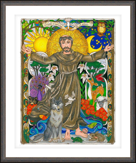Wall Frame Espresso, Matted - St. Francis of Assisi by Brenda Nippert - Trinity Stores