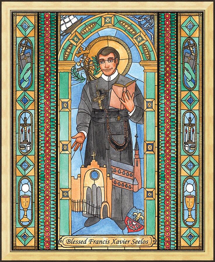 Wall Frame Gold - Bl. Francis Xavier Seelos by Brenda Nippert - Trinity Stores
