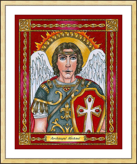 Wall Frame Gold, Matted - St. Michael Archangel by Brenda Nippert - Trinity Stores