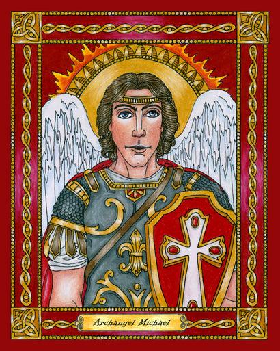 Wall Frame Espresso, Matted - St. Michael Archangel by Brenda Nippert - Trinity Stores
