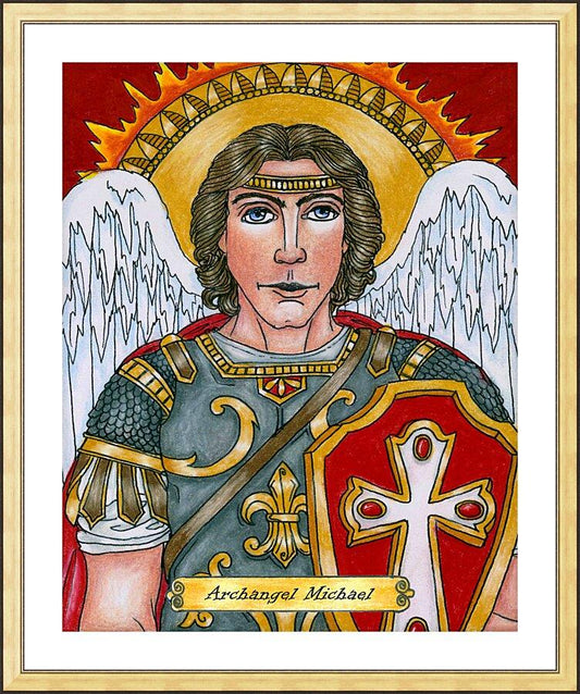 Wall Frame Gold, Matted - St. Michael Archangel by Brenda Nippert - Trinity Stores